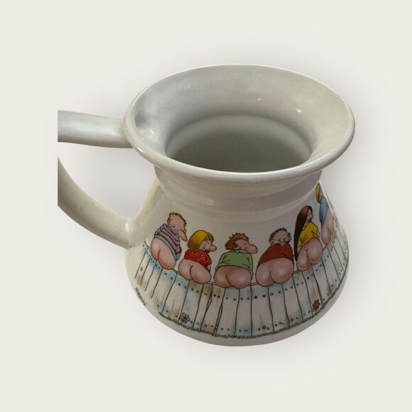 No Spill Tea Coffee Mug 'Bottoms Up' Bare Butts Mooning Hirschi Novelty Mug Vtg - Picture 4 of 10